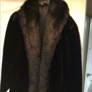 Faux fur black fully lined jacket, size 10